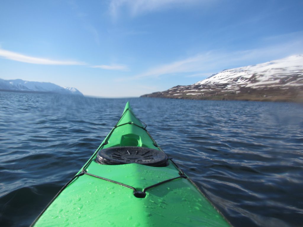 Kayak below Kaldbakur Iceland